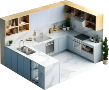 مطابخ مودرن بتصميم 3D وخامات فاخرة